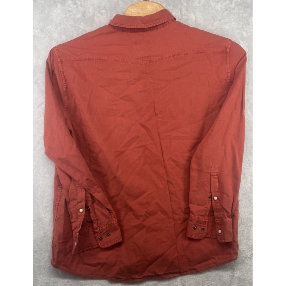 Orvis Active Fit Pearl Snap Long Sleeve Button Down Shirt Linen Blend Red Mens L - Picture 2 of 6